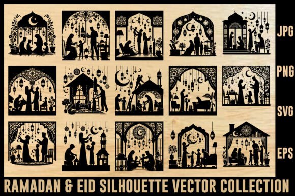 Download Ramadan &amp; Eid Silhouette Vector - Vector Collection