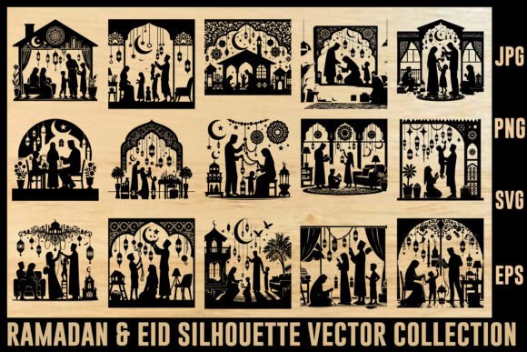 Download Ramadan &amp; Eid Silhouette Vector - Vector Collection
