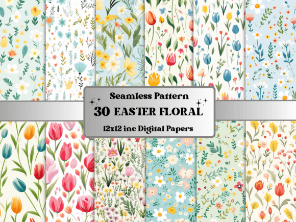 Download Seamless Easter Floral Pattern Paper - Floral Collection
