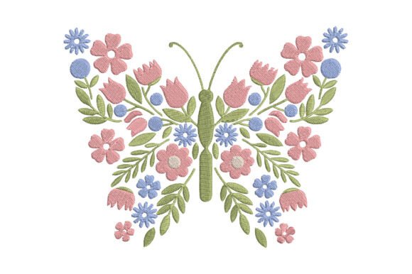 Download Floral Butterfly Embroidery Design - Floral Collection