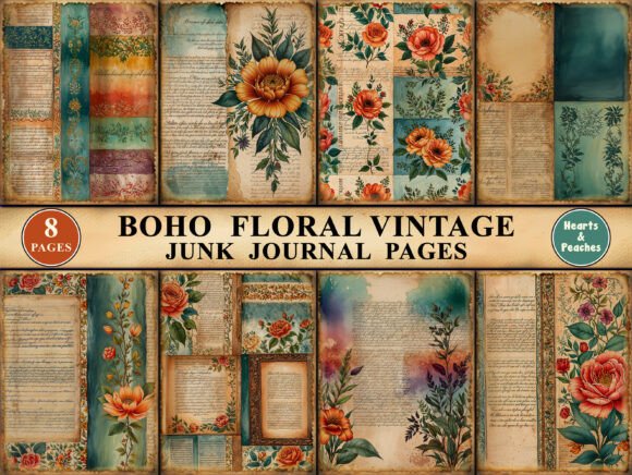 Download Boho Floral Vintage Junk Journal Pages - Floral Collection