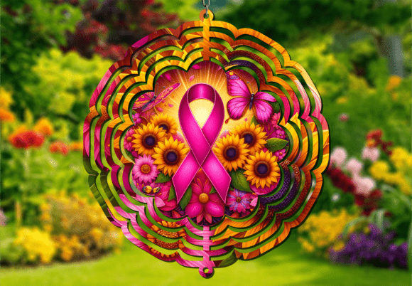 Download Breast Cancer Floral Ribbon Wind Spinner - Floral Collection