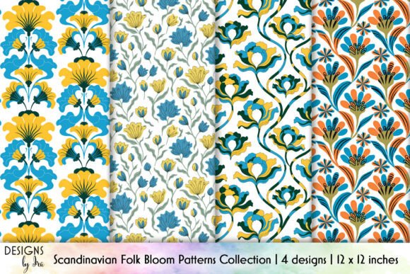 Download Scandinavian Folk Floral Patterns - Floral Collection