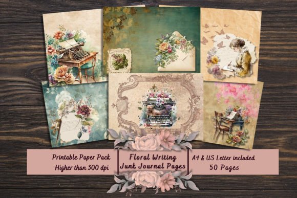 Download Vintage Floral Writer Digital Papers - Floral Collection