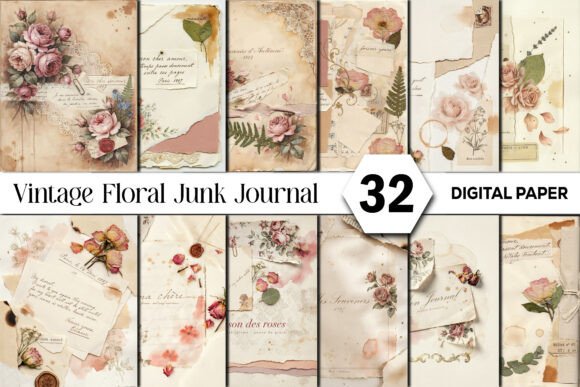 Download Vintage Floral Junk Journal Background - Floral Collection